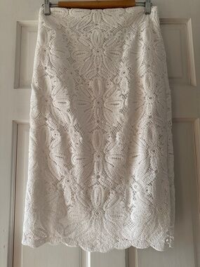 Talbots White Crochet Lace Pencil Skirt